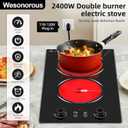 2 Burner Electric Cooktop,110V 2400W Electric Stove Top with LED Touch Control,9 Power Levels, 99 minute Timer, Safety Lock,Overheat protection single burner cooktop