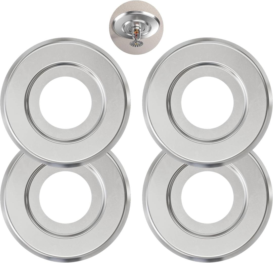 Extension Trim Ring for Recessed Fire Sprinkler Escutcheons - Chrome Oops Ring Cover Holes Up to 5 Inches when Paired with Recessed Escutcheon - Covers Miscuts, Drywall Around Sprinkler Heads (4 Pack)