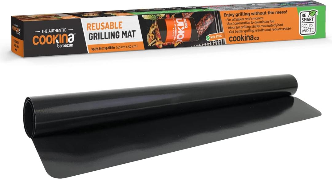 B1 BBQ Reusable Mat-100% Non-Stick, Easy to Clean Grilling Sheet for Smokers, as Well as Gas, Charcoal and Electric Barbecues, Single Package, Black (19.7"L x 15.8"W)