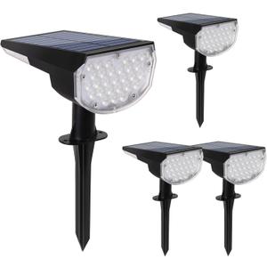 E ENERGETIC LIGHTING Solar Lights Outdoor Waterproof IP68, 4 Lighting Modes Solar Powered Garden Yard Spot Solar Lights for Christmas Outside Landscape- 4 Pack (Daylight)