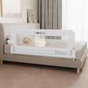 HOMEAL 59in Foldable Toddler Bed Rails, Bed Rail for Toddlers with UShape Base, Baby Bed Rail Guard for Twin, Full, Queen, King Beds, Bed Rail for Baby, White