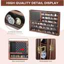 Challenge Coin Display Case, Lockable Military Coin Holder Cabinet with Removable Star Board & HD Tempered Glass Door (27.6" L x 18.1" W), Solid Wood Wall Mount Coins Collection Rack Stand