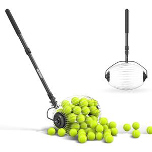 NEEWER Tennis Ball Pickleball Collector Roller, No Bending Over Quick Rolling Picker for 1.5"-3" Balls, 30-58"/77-148cm Telescopic Golf Ball Retriever for Up to 40 Tennis Balls, TB01S