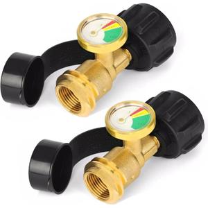Propane Tank Gauge Level Indicator, 2 Pack Propane Gas Gauge for LP Propane Tank 5LB-40LB with QCC1/Type, Leak Detector for BBQ Gas Grill, RV Camper Accessories, Heater, Propane Application
