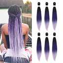 Pre-Stretched Braiding Hair Ombre Purple Braiding Hair Extensions 26 Inch 4 packs Hot Water Setting Professional Soft Yaki Synthetic Crochet Braids（Ombre Purple）