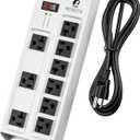 Magnetic Heavy Duty 20A Power Strip with Surge Protector, 9-Outlet Metal Junction Box with 6FT 12/3 Gauge Cord, for Garage, Workshop & Appliance (Silver)
