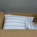 LAVANCE Pillows Queen Size Set of 2 Hotel Collection Pillows 3D Down Alternative Fiber Filling Soft Bed Pillows for Back, Stomach or Side Sleepers-1.2" White Striped, 20"x28"