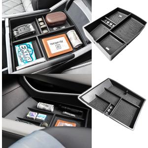 Center Console Organizer Tray & Lower Organizer Compatible with 2024 VW Atlas and Cross Sport Accessories, Insert Middle Console Storage Box Armrest Tray Dividers 2024 Atlas Accessories (2pcs)