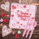 112 Pcs Valentine's Day Party Tableware, Hot Heart Love Disposable Paper Party Plates and Cups and Napkins Sets Serves 16 for Wedding, Gatherings, Engagements, Anniversary Party Supplies(Pink)