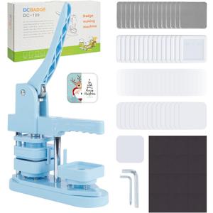 Fridge Magnet Button Maker Machine, Square-Shaped Pin Maker Machine for Fridge Magnet, 50mm/1.97 inch DIY Pin Badge Button Press Machine with 100 Sets Button Maker Supplies