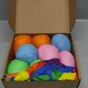 Leyndo 8 Pcs Throw and Catch Balls with Rainbow Tail, Fun Colorful Sports Comet Balls Playground Toys for School Classroom Beach Outdoor Camping Healthy and Fun Games, 26 Inch Long(Multi Color)