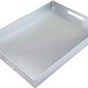 Spsyrine Silver Plastic Serving Tray for Ottoman, Coffee Table, Rectangle Decorative Tray for Entertaining, Outdoor, Living Room, Home Decor (11.8" x 15.7" x 1.6")