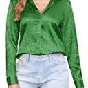 CUNLIN Womens Soft Satin Silk Leopard Button Down Shirts for Women Silky Long Sleeve Work Shirt Dress Blouses Tops, Size: Large