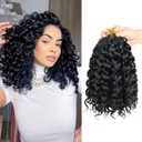 Datanala GoGo Curl Crochet Hair 12 Inch 8 Packs Pre twisted Curly Crochet Hair Pre looped Ocean Wave Water Wave Deep Twist Synthetic Braiding for Women (1B, 12inch/8packs)