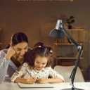 LEPOWER Metal Desk Lamp, Adjustable Goose Neck Architect Table Lamp with On/Off Switch, Swing Arm Desk Lamp with Clamp, Eye-Caring Reading Lamp for Bedroom, Study Room &Office (Black)