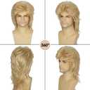 Blonde Mullet Wigs For Men Costume 80s Funny Wigs Heat Resistant Synthetic Pop Rock Wig For 70s Mens Fancy Party Cosplay Halloween Or Fun