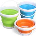 Jumbo Foldable Buckets, Sand Beach Toy Silicon Pails for Kids Adults, Collapisible Water Buckets Sandbox Kit Tool Multi Use for Outdoor, Cleaning Washing, Camping, Traveling, Towels, Picnic 3 Pack