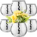 6 Pcs Disco Ball Vase Disco Ball Planter for Centerpieces Disco Ball Decor Flower Vase with Silver Mirror Glass for Wedding, Birthday, Party (4" X 4.7")