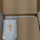 Lyrow 3 Pcs Baptism Candle Set for Boys and Girls Baptism Kit Include Baptismal Candle, Towel, Shell for Kids Christenings Favor(Gold)