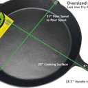 King Kooker 20-inch Oversized Seasoned Cast Iron Skillet Heavy Duty Pan Ideal for Gas Grill, Oven, Campfire Use