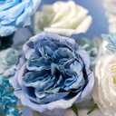 Light Blue Flowers Artificial Roses Combo Set Fake Blue Silk Flowers Faux Peony Flowers Mix Hydrangea Dahlia with Stems for Wedding Bouquets Baby Bridal Shower Party Floral Arrangements Decor