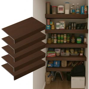 Walnut Wire Rack Covers 30x16 Inch 5-Pack Realistic Wood Grain, No Assembly for Pantry, Closet & Kitchen, Removable & DIY Trimmable