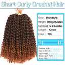 12 Inch Short Passion Twist Crochet Hair 8 BundlesMarlybob Crochet Hair Kinky Curly Crochet Hair for BlackWomen Hair for Kids (8Bundles12 Inch,1B/30#)
