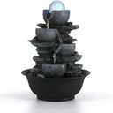 Dyna-Living Water Fountain Tabletop Waterfall Fountains Indoor with LED
Warm Light Feng Shui Zen Water Fountain with Windmill, Quiet Pump Water Feature for Relaxation, Zen Home & Office Décor