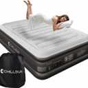 CHILLSUN 2026 Upgraded Air Mattress Full with Built in Pump, 18" Raised Comfort Blow up Mattress, Inflatable Mattress Colchon Inflable, Flocked Top Air Bed with Storage Bag for Home Camping & Guests (Grey)