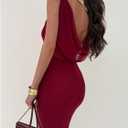GORGLITTER Women's Mesh Draped Fishtail Dresses Sleeveless Bump Friendly Wedding Guest Party Graduation Bodycon Maxi Dress (M)