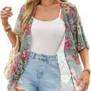 Women's Floral Kimono Cardigan Lightweight Beach Cover Up for Summer Loose Fit Casual Top, Size XL