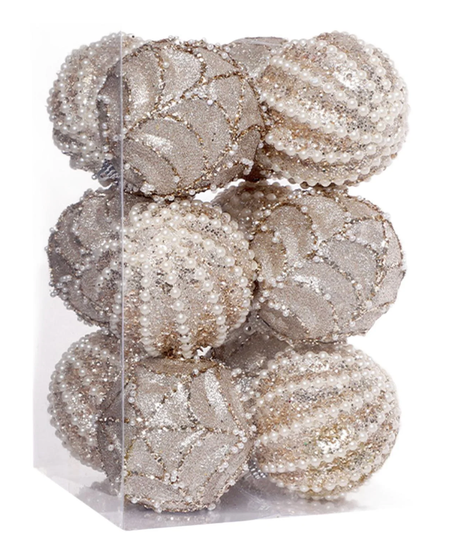 Tnarru 12Pcs Christmas Ball Ornaments Bauble, Decorative Craft Christmas Tree Hanging Ornaments, Xmas Decor for Thanksgiving Wedding Champagne