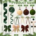 Wettarn 53 Pcs Christmas Velvet Ornaments Kit Include 15 3.15" Velvet Balls, 30 Bows (Wide & Narrow), 1 Wide & 1 Narrow Ribbon (5 yds Each), 6 Flocked Ball Picks for Xmas Decor(Brown, Green, Beige)
