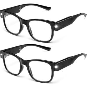 SKYWAY 2pack Reading Glasses Lighted Rechargeable Bright LED Readers with Lights