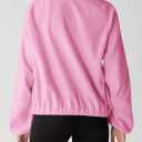 Fisoew Womens Fuzzy Fleece Cropped Jackets 2025 Fall Long Sleeve Zip Up Stand Collar Sherpa Jacket Winter Coats with Pockets (Pink)