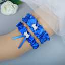 Royal Blue Wedding Belt Set Bridal Garters For Bride Plus Size Available (Blue)