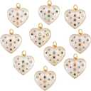 10 Pieces Heart Enamel Charm with Cubic Zirconia Colorful Love Charm Real 18K Gold Plated for Jewelry Necklace Bracelet Earring Making Crafts