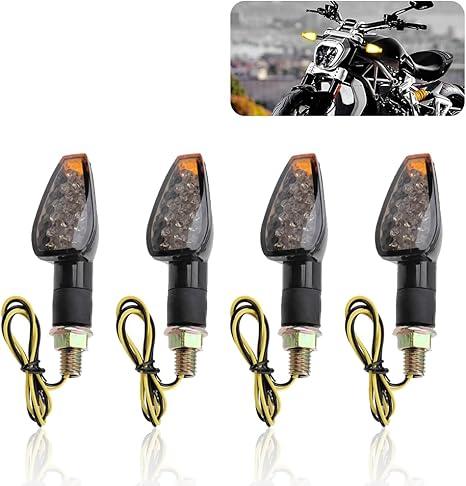 Motorcycle Turn Signals - 14LED 12V Bright Amber Lamp Motorcycle Blinkers - Front/Rear Universal MMotorcycle Turn Signal Light