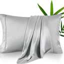 Queen Pillow Cases, Derived from Bamboo Viscose, Cooling Pillowcases, Breathable & Wicking Pillow Covers for Hot Sleepers, Envelope Closure, Light Grey, 2 Pack, 20x30IN