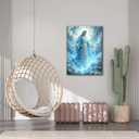 Framed Virgin Mary Wall Art Religious Christian Canvas Painting Blue Mother Surrounded by Clouds Spiritual Poster Print Picture for Living Room Prayer Room or Church 12X16In