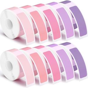 1600 Pcs Label Tapes Compatible with D30 Label Printer Maker Laminated Labeling Stickers Thermal Labels for Home Office (12 x 40 mm, Purple, Pink)