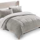 UGG Blissful Comforter Set with 2 Pillow Shams, Warm Winter Bedding, Fluffy Reversible Down Alternative Bedding, King/California King Size Comforter Set, Seal Grey