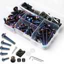 M5 M6 Stainless Steel Motorcycle Fairing Bolts, 177Pcs Windscreen Screws Fasteners Fairing Bolts Nut Clips Kit Universal Fit for Sportbike Kawasaki Yamaha BMW Honda Suzuki Triumph (Colorful)