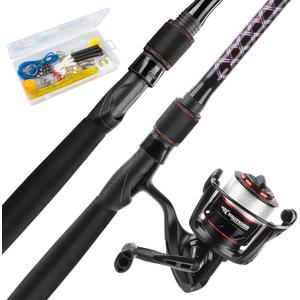 KastKing Brutus Spinning & SpinCast Combo, Fishing Rod and Reel Combo, Custom Tackle Kit, Pre-Spooled Line, Brute Tuff Blank, Stainless Steel Guide, EVA Handles, Custom Graphite Reel Seat