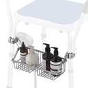 OrgCreator Rustproof Hanging Shower Caddy for Shower Chair, Stainless Steel Bathroom Basket for Bath Chair Bench,Showers Caddy Chair, Shampoo Bottle Holder for Elderly, Pregnant, Handicap, Patient