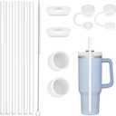 Replacement Straw Compatible with Stanley 40 oz 30 oz Tumbler, Accessories of 6 Straw Replacement with Cleaning Brush, 4 Color Leak Sproof Plug, 2 Silicone Cover Cap for Stanley