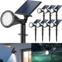 Solar Spot Lights Outdoor, 4 Modes/8 Pack Solar Spotlights Waterproof, 180 Adjustable Powered Landscape Lights, Outdoor Solar Lights for Yard Garden Pathway Flag Tree Wall Statue Cool White