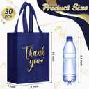 Sweetude 30 Pcs Thank You Gift Bags with Handles, Reusable Non Woven Foldable Goodie Bags Bulk for Graduation Easter Wedding Bridesmaid Favors(10 x 8 x 4 Inch,Navy Blue)