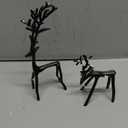 Two-Piece Set of Black Reindeer Statues,Modern Metal Ornaments,Elegant Indoor Festive Table Settings, Suitable for Fireplace mantels, Living Rooms, bedrooms, Offices, and Other Home décor