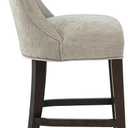 Manhattan Comfort Beever Modern Counter Height Stools with Back – Chenille Upholstered Kitchen Chairs with Rubberwood Frame, Gold Footrest – Tall Seating for Island or Bar – 27.4" High, Taupe